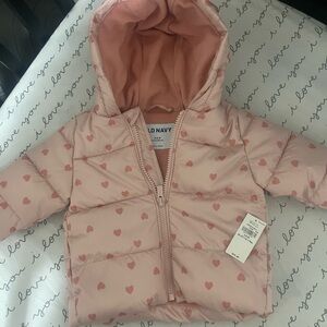 Old Navy Blush Heart Puffer Jacket